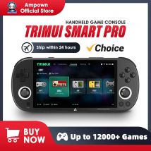 Ampown Smart Pro przenośna konsola do gier 4.96 ''IPS ekran System Linux Joystick oświetlenie RGB Retro konsola gra wideo Trimui prezent