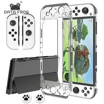 DATA FROG Transparente Hülle für Nintendo Switch, OLED-Konsole, kristallklare PC-Hülle, Nintendo Switch-Zubehör