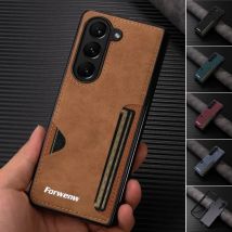 Luxus PU Leder + PC Halten Fall für Samsung Galaxy Z Fold 7 6 5 4 3 5G Fold7 Fold6 Fold5 Karte Slot Telefon Abdeckung Etui Coque