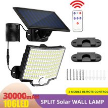 Lámpara Solar dividida 106LED, 3 modos de iluminación, decoración exterior, luz Solar, luz de pared, Sensor de movimiento PIR, lámpara impermeable para jardín y garaje