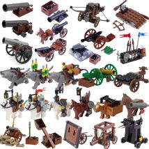 Medieval Military Building Block Toy Artillery Carriage Gun Siege Vehicle Transport Wolves Horse Arrow Tower Sentry Chariot K022