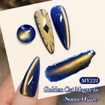 BORN PRETTY 10ml Sunset Gaze Golden Shining Cat Magnetic Gel Świąteczny Połysk Soak Off Lakier Hybrydowy UV Salonowy Lakier do Paznokci Manicure