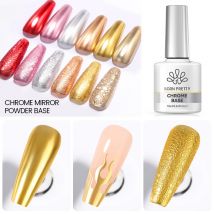 BORN PRETTY 10 ml Chrom-Decklack für Spiegelpulver, transparentes Nagelgel, kristallklar, ungiftig, Soak Off UV-LED-Funktionsgel