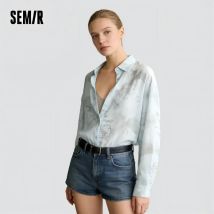 Semir Langarm-Shirt für Damen Mittellang Oversize Relaxed Fit 2025 Neuer Sommer Tintendruck-Shirt für Trendigen und Künstlerischen Stil