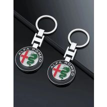 High-end Metal Car Logo Key Chain Keyring Auto Interior Accessories For Alfa Romeo 4C 159 166 Spider Giulia 156 Mito 147 8C GT