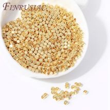 18K pozłacane kwadratowe koraliki dystansowe DIY bransoletka akcesoria naszyjnikowe Metal mosiądz koraliki kostki dla elementy do wyrobu biżuterii