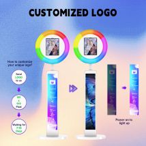 IPad Photo Booth Selfie Machine Shell Stand regolabile Photobooth per eventi di feste di matrimonio LOGO personalizzato con luce ad anello a LED