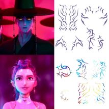 4pcs Anime Figure  KPop Rumi Kang Cosplay Prop Tattoo Sticker Rumi Tattoo Sticker Demonizing Sticker for Hallowmas Party Props