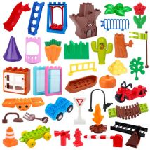 Big Building Blocks Plant Traffic Amusement Park Food City Fire Station Parts Tree House Pumpkin Slide Toys Compatible Accessory