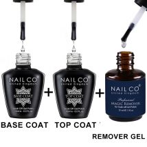 NAILCO 15 ml Hema TPO Free No Wipe Top Base Coat Set Art Design Gel Nail Primer Soak Off UV Gel Nagellack Nagelentferner Gel Kit