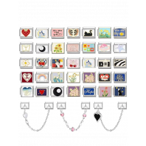 NO.8 Ball Sea Weave Heart Cherry Rainbow Cute Cats Flower Italian Charm Links Fit 9mm Stainless Steel Bracelet DIY Making Gifts