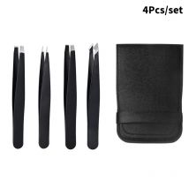 4-teiliges Pinzetten-Set, professionelle Make-up-Werkzeuge, Edelstahl-Pinzette für Augenbrauen, für Gesichtshaare und eingewachsene Haarentfernung