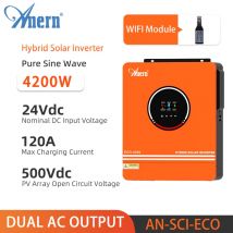 Anern mppt Solar wechsel richter 3kW 4,2 kW 6,2 kW netz unabhängig 24V 48V Wechsel richter 12V 220V reine Sinus welle Doppel ausgang mppt 80a 120a