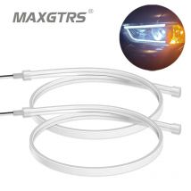 2x DRL ultrafine 30 45 60cm Luce di marcia diurna Universale flessibile Tubo morbido Guida Striscia LED per auto Bianco Rosso Blu Giallo Luce