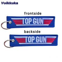 1PC 2PCS 3PCS 3 Confezioni Vendita Top Gun Entrambi i lati Ricamo Etichetta blu Etichetta personalizzata Portachiavi Accessori chiave moto
