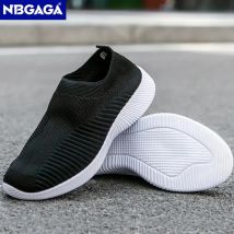 Einfarbige Damen-Turnschuhe, atmungsaktives Mesh, bequeme flache Schuhe, Outdoor-Damen, lässiger Walking-Sneaker, Slip-on-Sockenschuhe