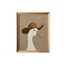 Silly Cowboy Goose,brown Cowboy Hat,western Nursery Art,neutral Boy Room Animal Art Wall Decoration Frameless Canvas Painting