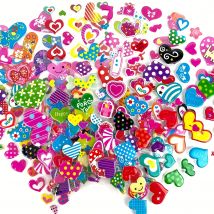 12 Blatt/Packung keine Wiederholung rosa 3d Aufkleber, Liebe Herz Blase Aufkleber, Belohnung Aufkleber für Dekor