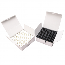 144 umweltfreundliche kernlose vorgewickelte Spulenfaden, seitenloser Stil, L, 60 WT, Polyester, 145 Meter lang, weiße und schwarze Farben zur Auswahl