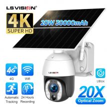 Ls vision 4k 8mp 20x optischer Zoom Solar kamera 24 Stunden Aufnahme 4g/wifi Auto Tracking 30000mah Batterie kameras 20w Solar panel