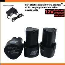 12V 🐬 4000 mAh wiederaufladbarer Lithium-Ionen-Akku plus Ladegerät für Elektroschrauber, Bohrmaschinen, Mini-Winkelschleifer 18650-Batterien