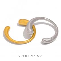 Minimalisti scher glatter Edelstahl Metall geometrischer Fingerring wasserdicht 18k pvd plattiert unver wechselbaren verstellbaren Schmuck Bijoux