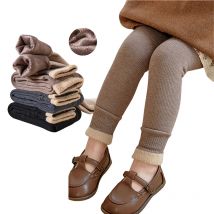 Kinder Herbst Leggings Kleinkind Mädchen Einfarbig Pit Strip Render Hosen Kleinkind Fleece Gepolsterte Warme Hosen