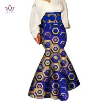 New African Casual Skirt for Women BintaRealWax Natural Waistline Ankle Length Trumpet Women Batik Cotton Skirt WY078