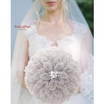 YouLaPan Kristall Blumenstrauß Hochzeit Blumen Dekoration Eleganter Brautstrauß Strass Luxus Kristallstrauß HF01