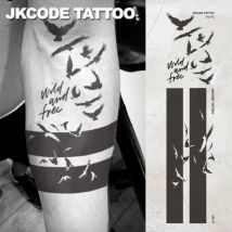 Tatuaggio a mano impermeabile per uomo - Tatuaggio con fascia da braccio scuro nero - Tatuaggio con uccello volante - Set da 2 pezzi stile graffiti di strada - Tatuaggio mano dito casual freddo mano