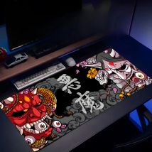Spiel Mauspad Japanische Samurai Teufel Mauspad schwarz Geist Gesicht Gamer Schreibtisch Matte Mauspad Teppich Gaming Zubehör Tischpad