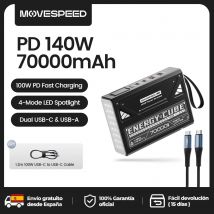 MOVESPEED Z70 Pro Power Bank di grande capacità 140W Max Carica rapida Caricabatteria esterno per laptop per MacBook Pro da campeggio all'aperto