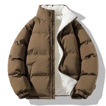 Männer Winter Dicke Warme Parka Mantel Fleece Innen Männlich Einfarbig Stehkragen Baumwolle Jacke männer Baumwolle Mantel Größe