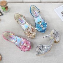 5 colori bambini sandali principessa bambini ragazze scarpe da sposa tacchi alti scarpe eleganti papillon oro rosa blu argento scarpe per ragazze