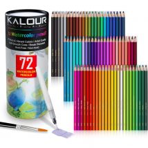 KALOUR 72-Farben-Profi-Aquarellstifte-Set mit Pinsel und Wasserpinselstift, mischbar, nass oder trocken, wasserlöslich gefärbt