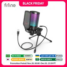 FIFINE Microfono da gioco a condensatore USB, per PC PS4 PS5 MAC con supporto antiurto per filtro pop e controllo del guadagno per podcast, Ampligame A6V