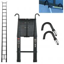 Scale telescopiche per impieghi gravosi da 6.2M/20,3 piedi con ganci 14 gradini estensibili in alluminio per lavori di tetto per interni ed esterni multiuso