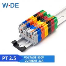 10 szt. Listwa zaciskowa na szynę Din PT-2.5 Push In złącze terminala sprężyna bezśrubowy przewód