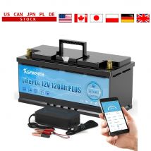 KEPWORTH 12V 120Ah LiFePO4 Batería de fosfato de hierro y litio Batería recargable de ciclo profundo con BMS incorporado, más de 6000 ciclos de vida