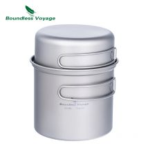 Boundless Voyage Outdoor Titan Camping Topf Pfanne Set mit Klappgriff Picknick Wandern Mini-Größe Kochgeschirr Mess Kit Ti2037-39C