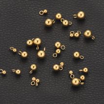 10 Stück 3–8 mm Edelstahlkugel, solide Charms, DIY vergoldet, Ohrringe, Halskette, Armband, Schmuckherstellung, Material im Großhandel