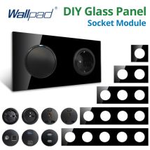 DIY Wallpad Schwarz Glasscheibe Wand EU UK Steckdose Steckdose Funktionstaste USB-Ladeanschluss 5V 2100mA
