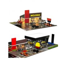 1:64 G FANS Car Garage Diorama Model With LED Lights Parking Lots City DIY Model Sets Can Be Combined with Cities