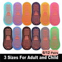 6/12 Pairs Kids Adults Anti-Slip Socks Parent-Child Trampoline Cotton Socks Elasticity Sports Boys Girls Outside Children Socks