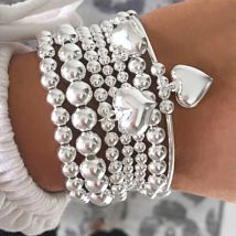 7 Teile/satz Chic Herz Charme Perlen Armband Set Für Frauen Vintage Einfache Silber Farbe Exquisite Multi-Schicht Armbänder Schmuck geschenk