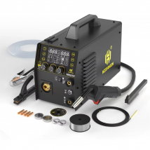 HZXVOGEN MIG250 Alluminio 5 in 1 Saldatrice MMA ARC/Gas MIG/Gasless MIG/LIFT TIG Saldatura a punti Saldatore domestico portatile Strumento