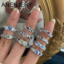 ANENJERY Bunte Cubic Star Herz Zirkon Unregelmäßige Ringe Für Frauen Persönlichkeit Zeigefinger Ring Hip Hop Party Zubehör Geschenk