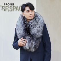 Männer Silber Fuchs Pelz Schal Winter Luxus Hals Wärmer Pelz Schals Für Mann Echtpelz Kragen Schal Warme Hübsche herrschsüchtige Schal