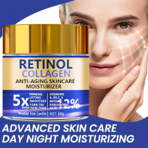 Crema Viso Retinolo e Collagene: Idratante Rassodante per Pelle Sensibile - Con Burro di Karité e Acido Ialuronico, Uso Giorno e Notte
