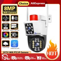 Eseecloud Outdoor Wireless Security IP-Kamera 4k 8mp Dual-Objektiv externe WLAN-Ptz-Kamera Auto Tracking Straßen überwachungs kamera